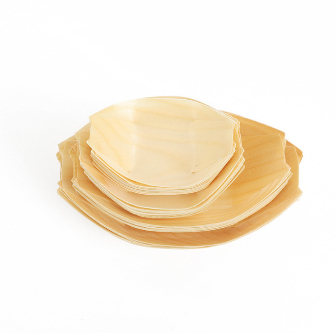 5inch Pine Wood Disposable Serving Cone Sushi Boat Serving Tray